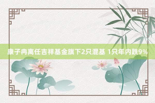 康子冉离任吉祥基金旗下2只混基 1只年内跌9%
