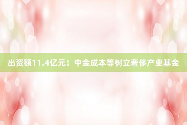 出资额11.4亿元！中金成本等树立奢侈产业基金