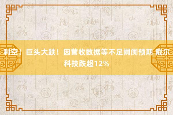 利空！巨头大跌！因营收数据等不足阛阓预期 戴尔科技跌超12%