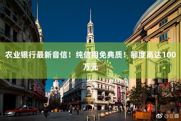 农业银行最新音信！纯信用免典质！额度高达100万元