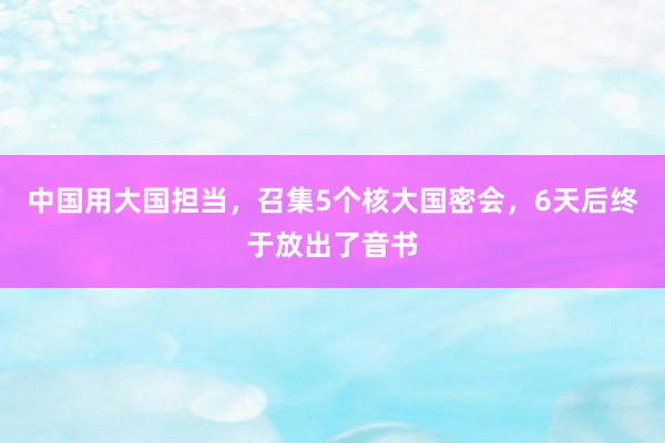 中国用大国担当，召集5个核大国密会，6天后终于放出了音书